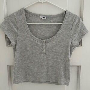 Cotton On Light Gray Ribbed Crop Top